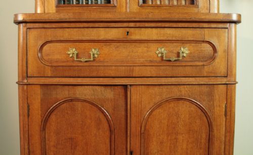 ANTIQUE VICTORIAN OAK SECRTAIRE BOOKCASE - ADDITIONAL PHOTO 6