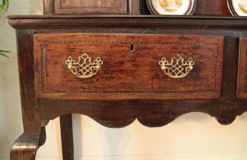 GEORGE III OAK INLAID SHROPSHIRE HIGH DRESSER C1760 - ADDITIONAL PHOTO 9