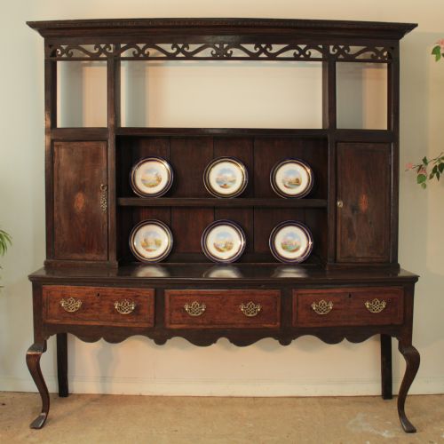 george iii oak inlaid shropshire high dresser c1760 - CATEGORY: ANTIQUE DRESSERS - DATED GEORGIAN