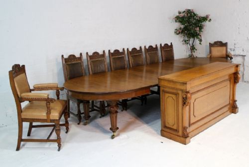 VICTORIAN OAK EXTENDING DINING TABLE LEAF HOLDER 12 FT - ADDITIONAL PHOTO 1