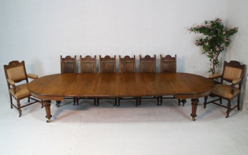 VICTORIAN OAK EXTENDING DINING TABLE LEAF HOLDER 12 FT - ADDITIONAL PHOTO 4