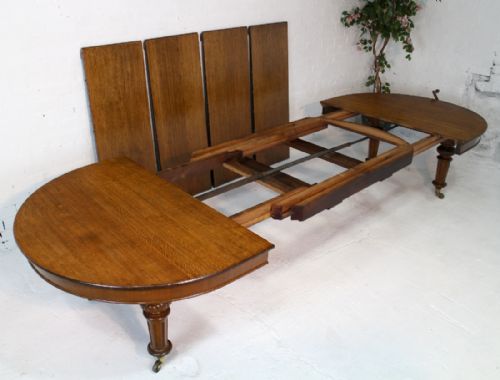 VICTORIAN OAK EXTENDING DINING TABLE LEAF HOLDER 12 FT - ADDITIONAL PHOTO 5