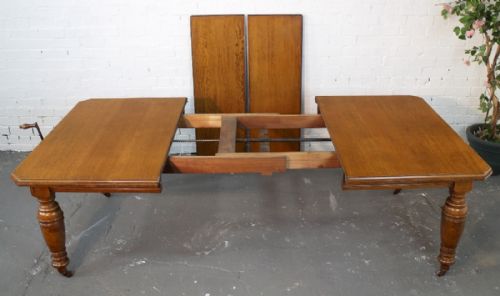 8FT VICTORIAN OAK EXTENDING DINING TABLE SEATS 10 - ADDITIONAL PHOTO 4