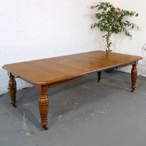 8FT VICTORIAN OAK EXTENDING DINING TABLE SEATS 10 - ADDITIONAL PHOTO 9