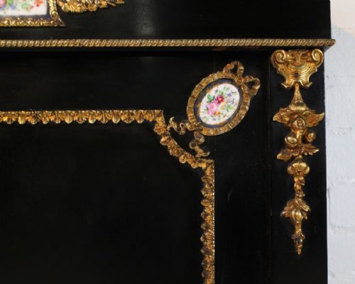 VICTORIAN GILTMETAL PORCELAIN MOUNTED EBONISED PIER CABINET - ADDITIONAL PHOTO 5