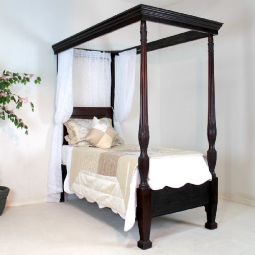 victorian mahogany single four poster bed - CATEGORY: ANTIQUE BEDS - DATED VICTORIAN