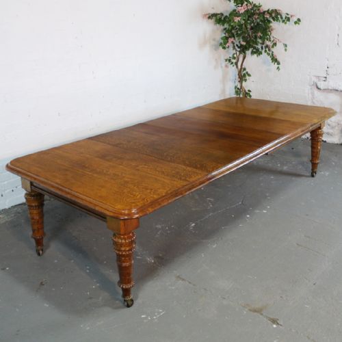 victorian oak extending dining table 4 leaves c1860 10ftseats 12 - CATEGORY: ANTIQUE TABLES - DATED VICTORIAN