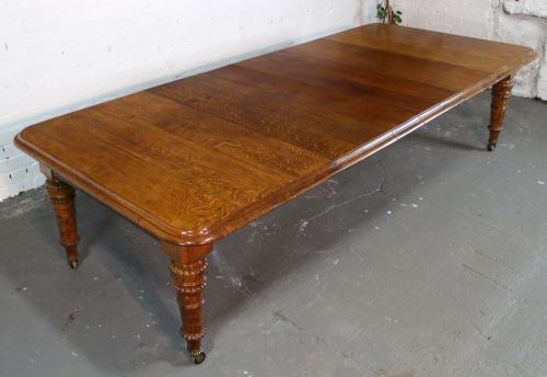VICTORIAN OAK EXTENDING DINING TABLE 4 LEAVES C1860 10FTSEATS 12 - ADDITIONAL PHOTO 2