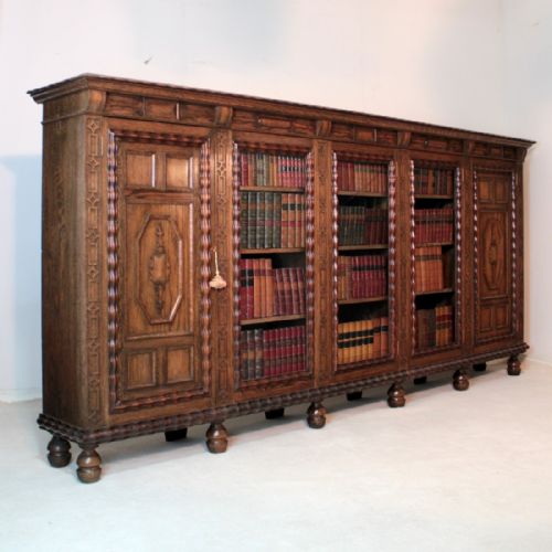 large gothic oak library bookcase late 19thearly 20th century 5ft high - CATEGORY: ANTIQUE BOOKCASES - DATED 1890