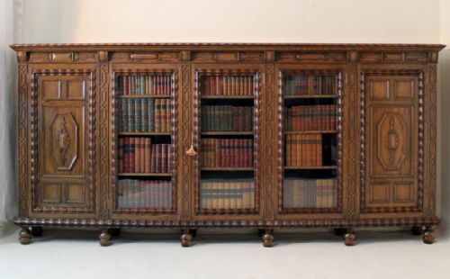LARGE GOTHIC OAK LIBRARY BOOKCASE LATE 19THEARLY 20TH CENTURY 5FT HIGH - ADDITIONAL PHOTO 1