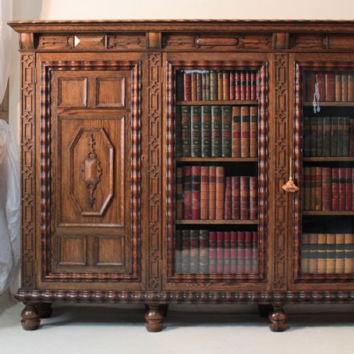 LARGE GOTHIC OAK LIBRARY BOOKCASE LATE 19THEARLY 20TH CENTURY 5FT HIGH - ADDITIONAL PHOTO 2