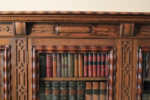 LARGE GOTHIC OAK LIBRARY BOOKCASE LATE 19THEARLY 20TH CENTURY 5FT HIGH - ADDITIONAL PHOTO 7