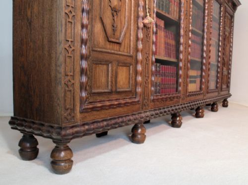 LARGE GOTHIC OAK LIBRARY BOOKCASE LATE 19THEARLY 20TH CENTURY 5FT HIGH - ADDITIONAL PHOTO 9