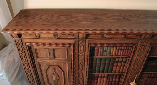 LARGE GOTHIC OAK LIBRARY BOOKCASE LATE 19THEARLY 20TH CENTURY 5FT HIGH - ADDITIONAL PHOTO 11