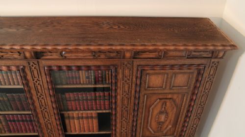 LARGE GOTHIC OAK LIBRARY BOOKCASE LATE 19THEARLY 20TH CENTURY 5FT HIGH - ADDITIONAL PHOTO 12