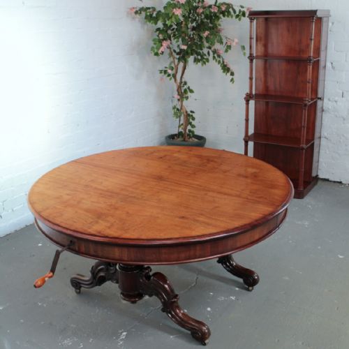 VICTORIAN CIRCULAR MAHOGANY EXTENDING DINING TABLE LEAF HOLDER 11FTSEATS 12 - ADDITIONAL PHOTO 4