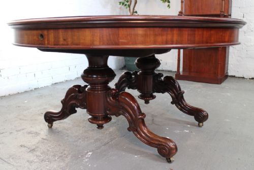 VICTORIAN CIRCULAR MAHOGANY EXTENDING DINING TABLE LEAF HOLDER 11FTSEATS 12 - ADDITIONAL PHOTO 6