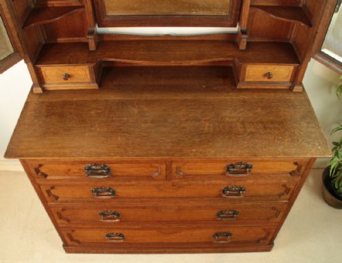 ARTS CRAFTS OAK FOUR PIECE BEDROOM SUITE ATTRIBUTED TO MAPLE CO - ADDITIONAL PHOTO 7