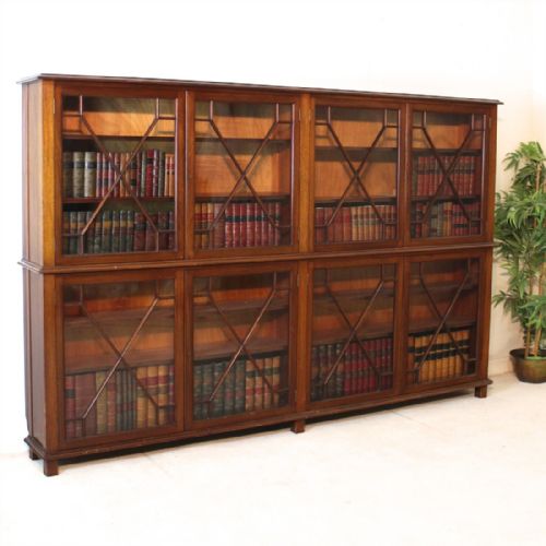 antique mahogany astragal glazed floor bookcase c1900 - CATEGORY: ANTIQUE BOOKCASES - DATED 1900