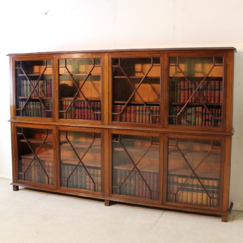 ANTIQUE MAHOGANY ASTRAGAL GLAZED FLOOR BOOKCASE C1900 - ADDITIONAL PHOTO 1