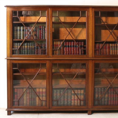 ANTIQUE MAHOGANY ASTRAGAL GLAZED FLOOR BOOKCASE C1900 - ADDITIONAL PHOTO 2
