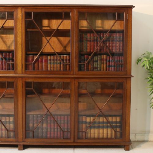 ANTIQUE MAHOGANY ASTRAGAL GLAZED FLOOR BOOKCASE C1900 - ADDITIONAL PHOTO 3
