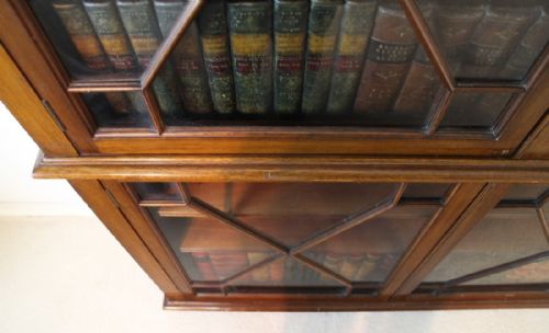 ANTIQUE MAHOGANY ASTRAGAL GLAZED FLOOR BOOKCASE C1900 - ADDITIONAL PHOTO 9