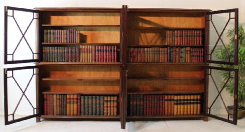 ANTIQUE MAHOGANY ASTRAGAL GLAZED FLOOR BOOKCASE C1900 - ADDITIONAL PHOTO 11