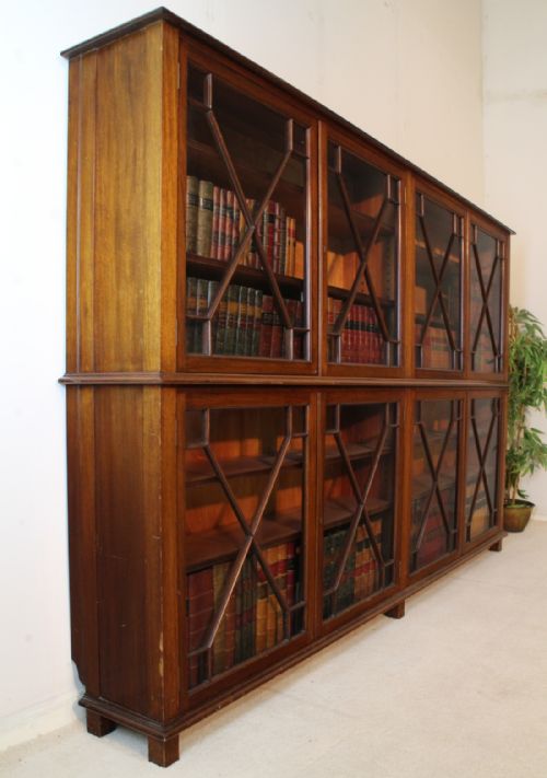 ANTIQUE MAHOGANY ASTRAGAL GLAZED FLOOR BOOKCASE C1900 - ADDITIONAL PHOTO 13