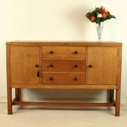 ARTS CRAFTS OAK COTSWOLDHEALS STYLE SIDEBOARD BY MORRIS CO - ADDITIONAL PHOTO 1