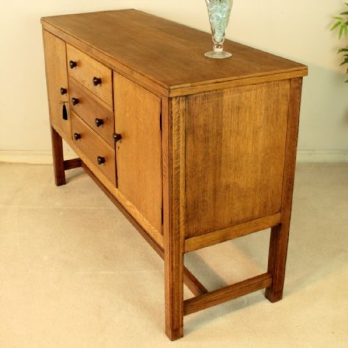 ARTS CRAFTS OAK COTSWOLDHEALS STYLE SIDEBOARD BY MORRIS CO - ADDITIONAL PHOTO 2