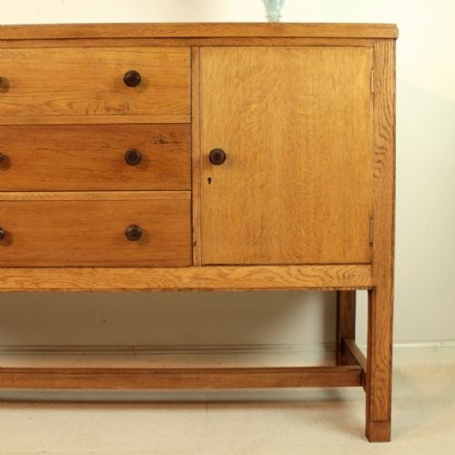 ARTS CRAFTS OAK COTSWOLDHEALS STYLE SIDEBOARD BY MORRIS CO - ADDITIONAL PHOTO 4
