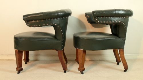 PAIR OF ARTS CRAFTS OAK LEATHER DESK CHAIRS - ADDITIONAL PHOTO 4
