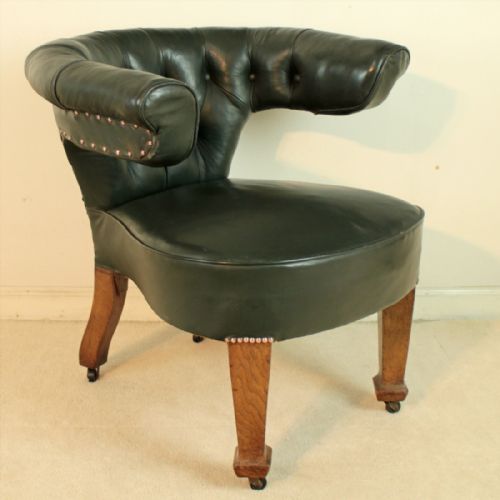 PAIR OF ARTS CRAFTS OAK LEATHER DESK CHAIRS - ADDITIONAL PHOTO 6