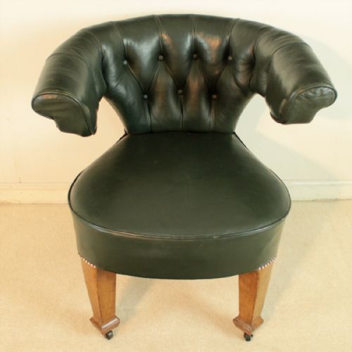 PAIR OF ARTS CRAFTS OAK LEATHER DESK CHAIRS - ADDITIONAL PHOTO 7