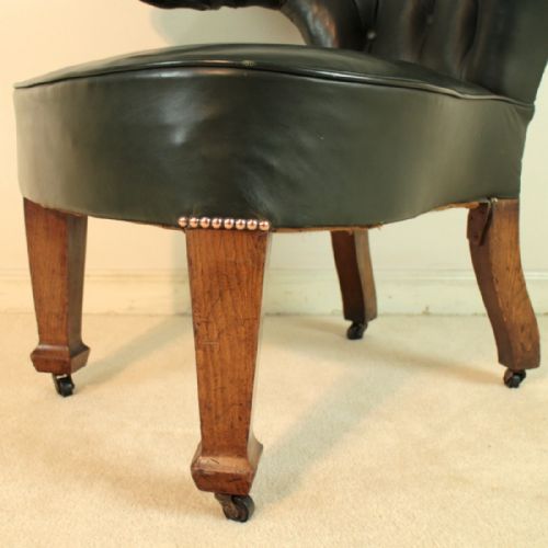 PAIR OF ARTS CRAFTS OAK LEATHER DESK CHAIRS - ADDITIONAL PHOTO 9