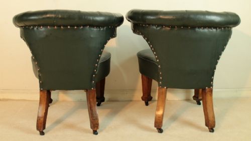 PAIR OF ARTS CRAFTS OAK LEATHER DESK CHAIRS - ADDITIONAL PHOTO 10