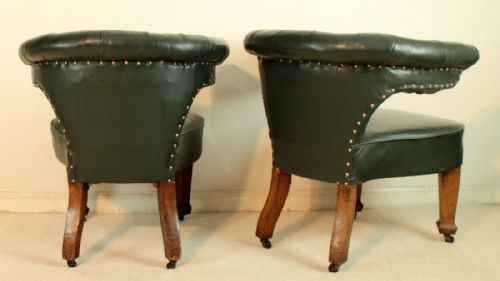 PAIR OF ARTS CRAFTS OAK LEATHER DESK CHAIRS - ADDITIONAL PHOTO 11