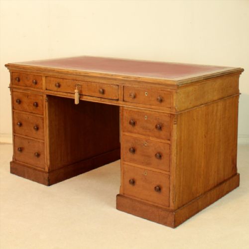 victorian gillows oak partners pedestal desk - CATEGORY: ANTIQUE DESKS - DATED VICTORIAN