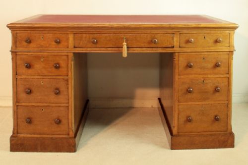 VICTORIAN GILLOWS OAK PARTNERS PEDESTAL DESK - ADDITIONAL PHOTO 1