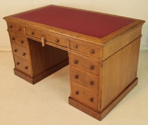 VICTORIAN GILLOWS OAK PARTNERS PEDESTAL DESK - ADDITIONAL PHOTO 2