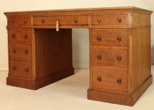 VICTORIAN GILLOWS OAK PARTNERS PEDESTAL DESK - ADDITIONAL PHOTO 7