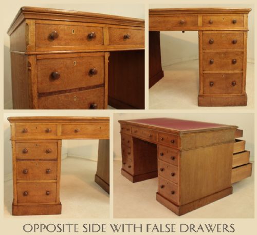 VICTORIAN GILLOWS OAK PARTNERS PEDESTAL DESK - ADDITIONAL PHOTO 8