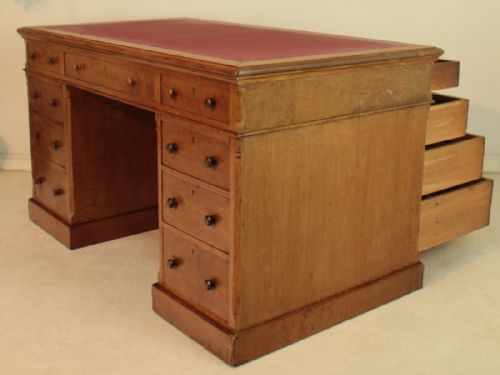 VICTORIAN GILLOWS OAK PARTNERS PEDESTAL DESK - ADDITIONAL PHOTO 9