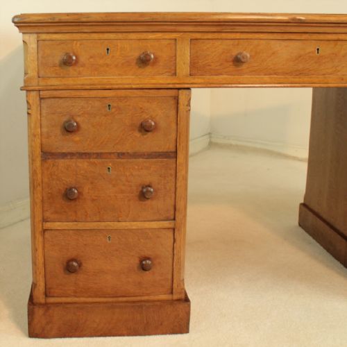 VICTORIAN GILLOWS OAK PARTNERS PEDESTAL DESK - ADDITIONAL PHOTO 10