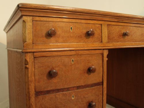 VICTORIAN GILLOWS OAK PARTNERS PEDESTAL DESK - ADDITIONAL PHOTO 11