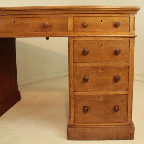VICTORIAN GILLOWS OAK PARTNERS PEDESTAL DESK - ADDITIONAL PHOTO 12