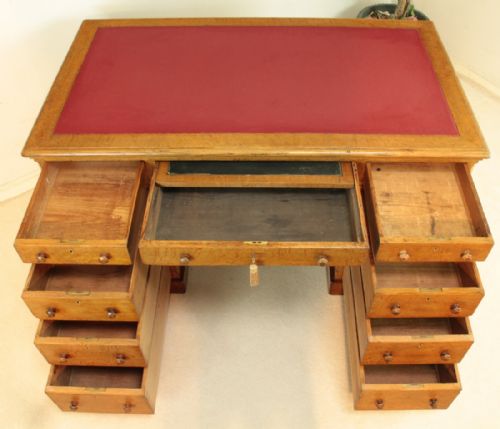 VICTORIAN GILLOWS OAK PARTNERS PEDESTAL DESK - ADDITIONAL PHOTO 13