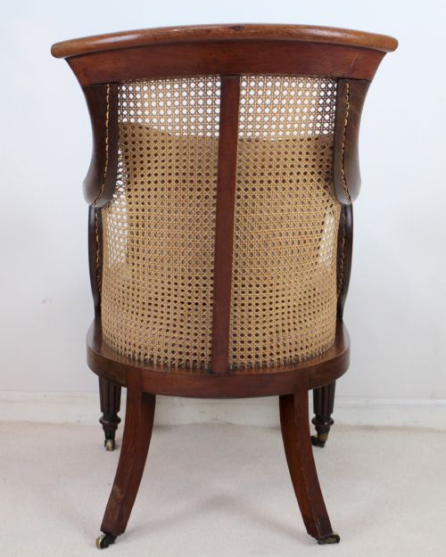 REGENCY MAHOGANY CANE FILLED ENGLISH LIBRARY OR BERGRE CHAIR - ADDITIONAL PHOTO 11