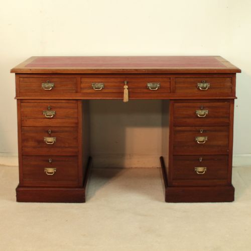 late victorian walnut pedestal desk c1880 - CATEGORY: ANTIQUE DESKS - DATED VICTORIAN